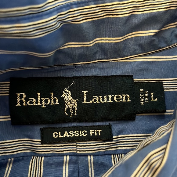 Ralph Lauren Classic Fit Blue and white dress button down shirt size large - Picture 2 of 4